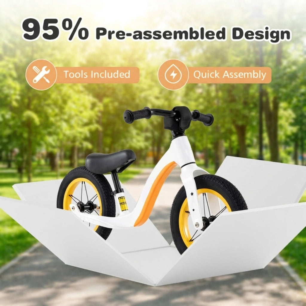 Redsmile 12 Inch Balance Bike for Toddlers, No Pedal Bike with Adjustable Seat and Handlebar, Lightweight Alloy Training Bike, White