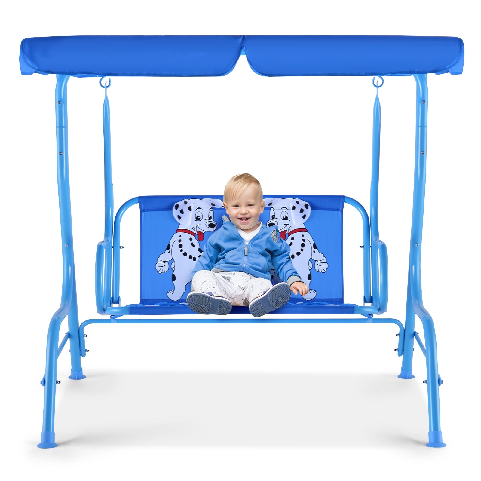Redsmile Outdoor Kids Patio Swing Bench with Canopy 2 Seats - Multicolor - Backyard Play - Outdoor Fun