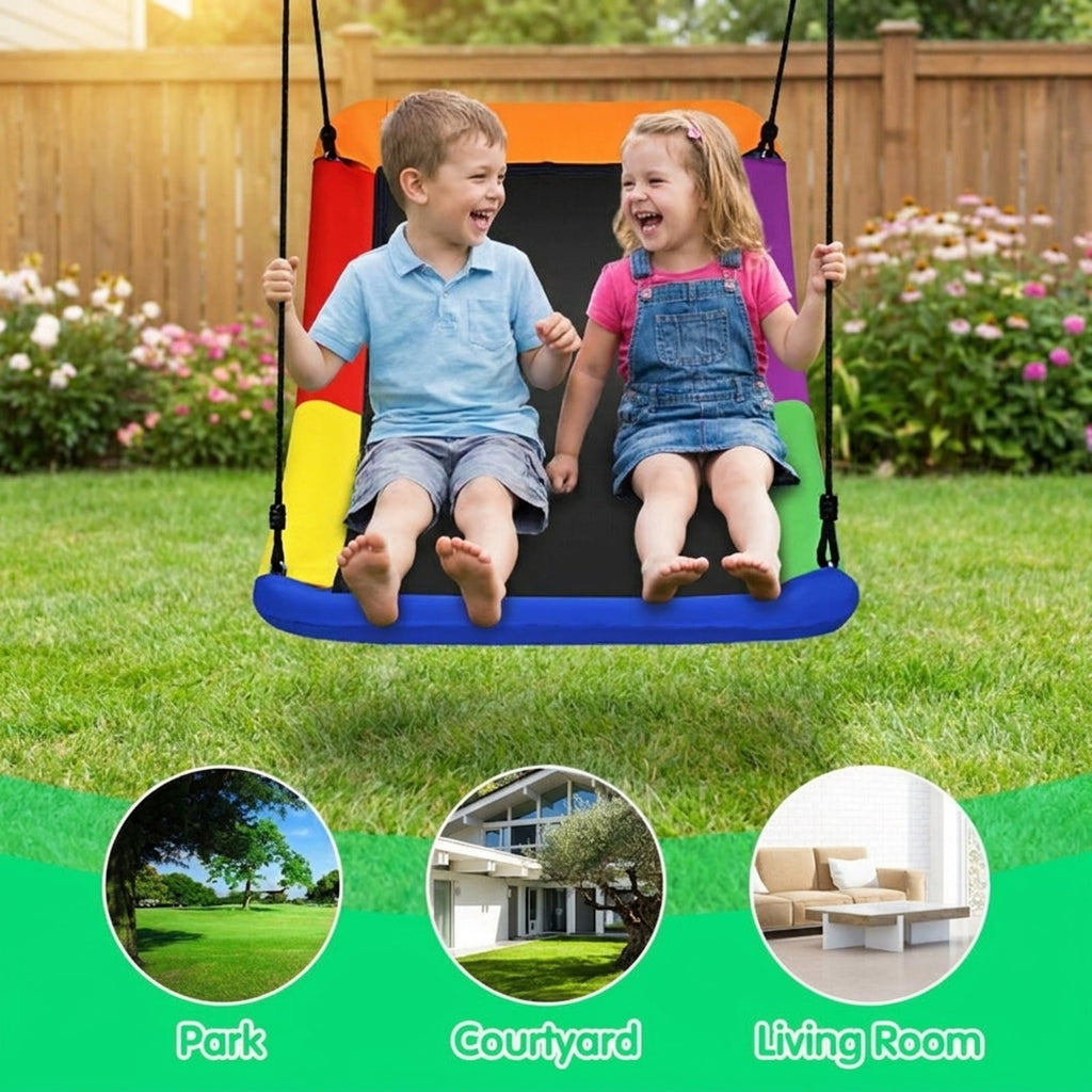 Redsmile Platform Tree Swing for Kids and Adults, 60 Inch Giant Saucer Tree Swing with Adjustable Ropes, 700 lb Outdoor Backyard Swing, Multicolor