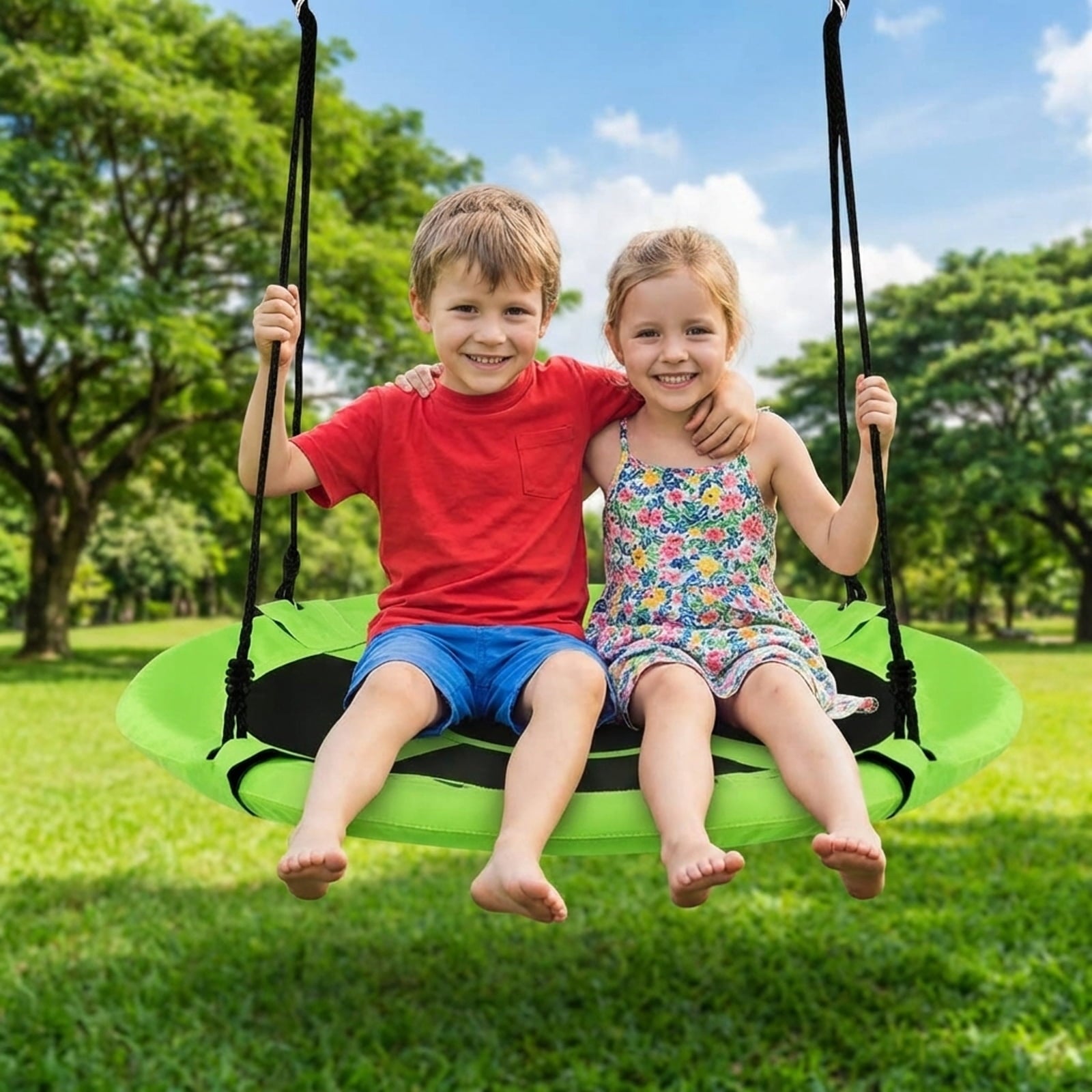 Redsmile 40 Inch Flying Saucer Tree Swing Indoor Outdoor Play Set with Adjustable Ropes 700 lbs Capacity for Kids Adults - Green