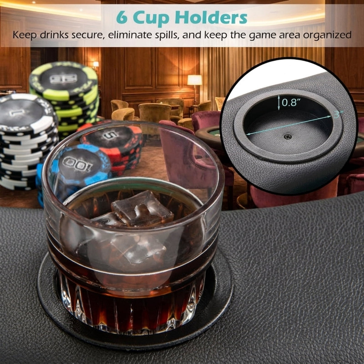 Redsmile 48 Inch 6-Player Foldable Poker Table Top, Portable Round Card Game Table Topper with 10 Cup Holders and Carrying Bag, Folding Poker Table Top for Home Party, Green