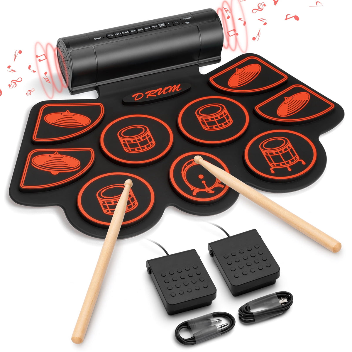 Redsmile Electronic Drum Set Kit with 9 Pads and Dual Speakers for Kids and Adults,Portable Practice Kit for Beginners