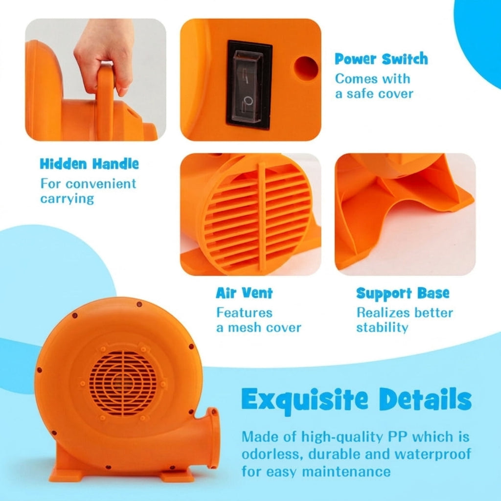 Redsmile 380W Air Blower for Inflatables with 25 Feet Wire and GFCI Plug, ETL Certified 0.5HP Inflatable Blower Pump Fan with Ground Stakes for Bounce House Holiday Inflatables, IPX4, Orange