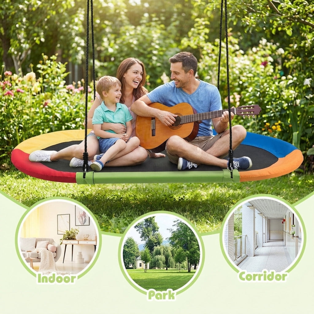 Redsmile 60 Inch Saucer Surf Outdoor Adjustable Swing Set-Colorful Multicolor - Outdoor Backyard Tree Swing for Kids and Adults