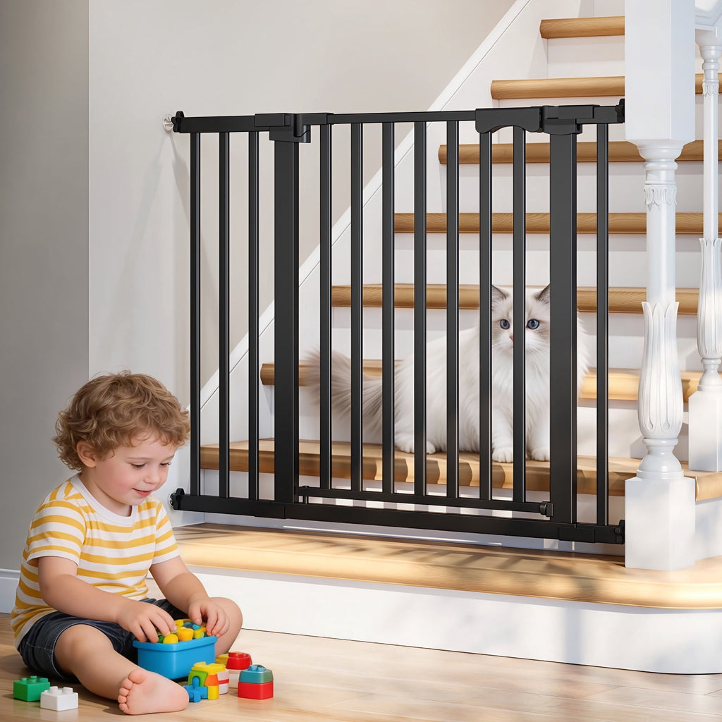 Redsmile 30 Inch Extra Tall Baby Gates for Doorway, Auto Close Pet Gate, 30 Inch to 43 Inch Wide Pressure Mounted, Gifts for Mom, Black