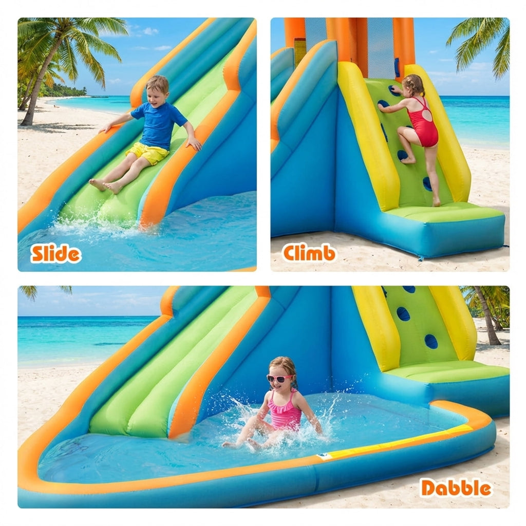 Redsmile Inflatable Water Slide Kids Bounce House with 740W Blower - Multicolor - Kids Birthday Party