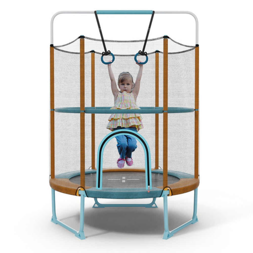 Redsmile 60 Inch Trampoline with Gymnastic Bar and Rings for Kids, Orange