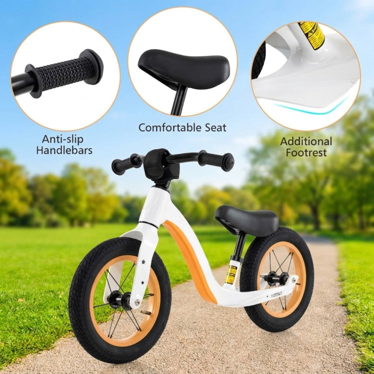 Redsmile 12 Inch Balance Bike for Toddlers, No Pedal Bike with Adjustable Seat and Handlebar, Lightweight Alloy Training Bike, White