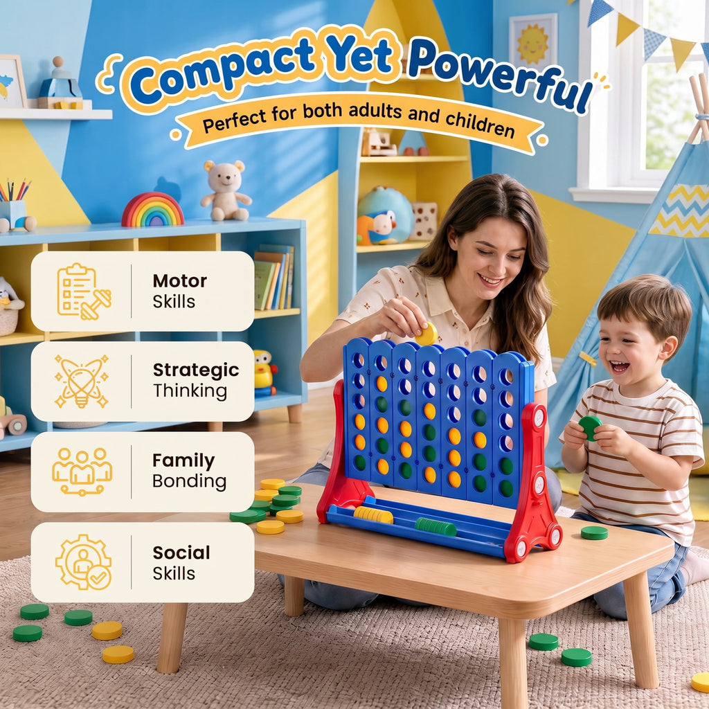 Redsmile 4 in a Row Game with 42 Chips and Carry Bag, Tabletop Strategy Game for Family Game Nights and Outdoor Parties