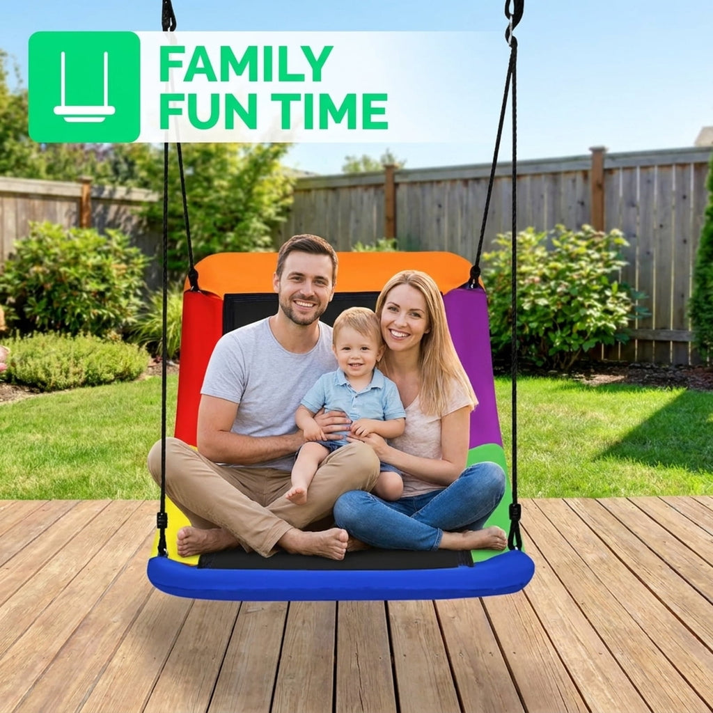 Redsmile Platform Tree Swing for Kids and Adults, 60 Inch Giant Saucer Tree Swing with Adjustable Ropes, 700 lb Outdoor Backyard Swing, Multicolor