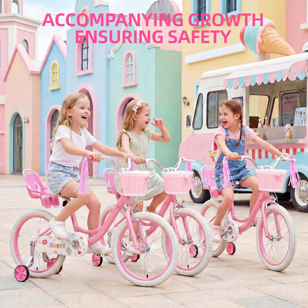 Redsmile 20 Inch Girls Bike for 6-13 Years Old Kids, Kids Bicycle with Basket and Doll Seat, Pink