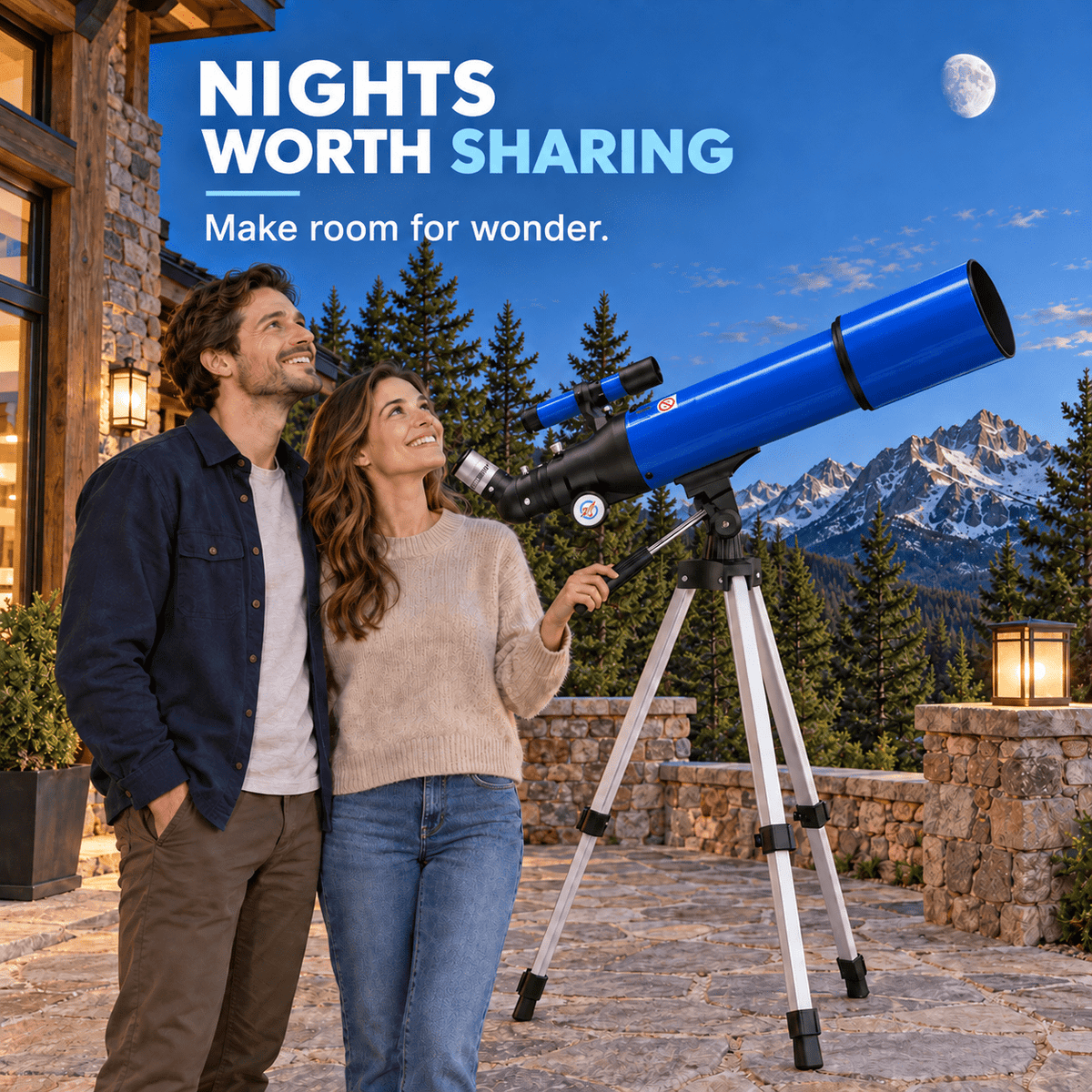 Redsmile Telescope for Adults and Kids, 80mm Aperture 500mm Refractor Telescope for Beginners, High Powered 20x to 50x Astronomy Optics, AZ Mount Tripod, Portable for Moon, Stargazing, Birding, Blue