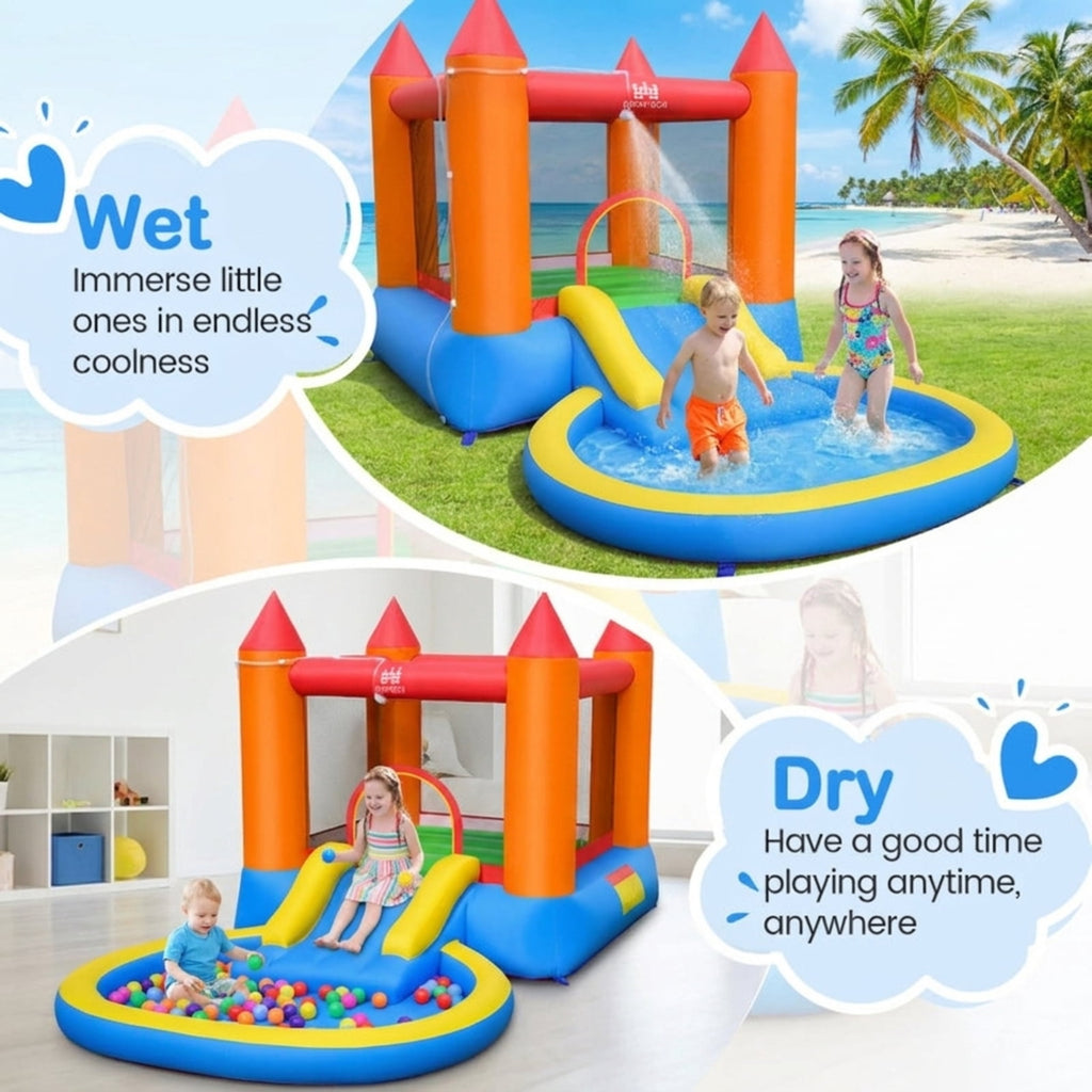 Redsmile Kids Inflatable Bounce House Castle with Balls Pool and Bag, Multicolor