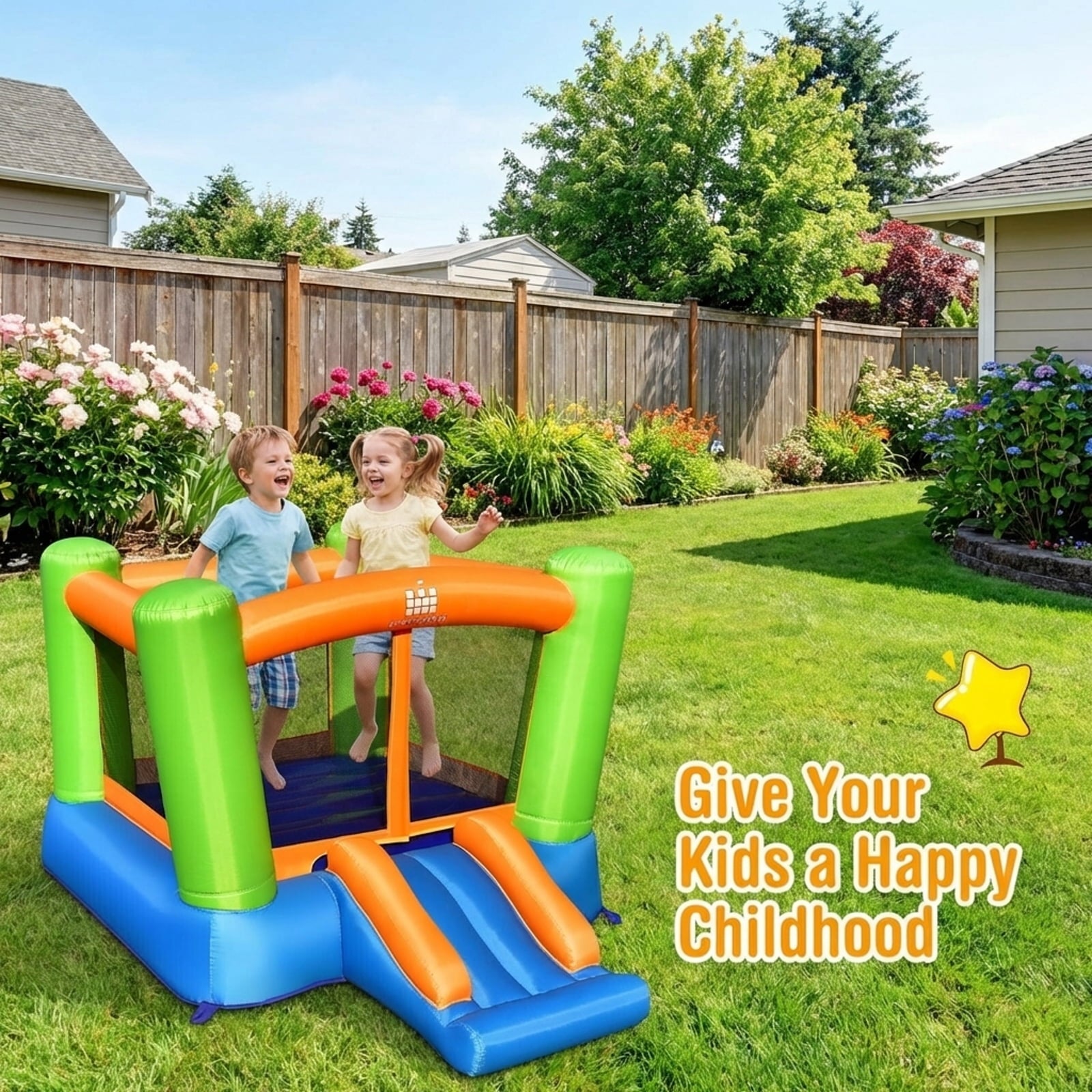 Redsmile Kids Inflatable Bounce House without Blower for Indoor and Outdoor - Multicolor - Kids Birthday Party