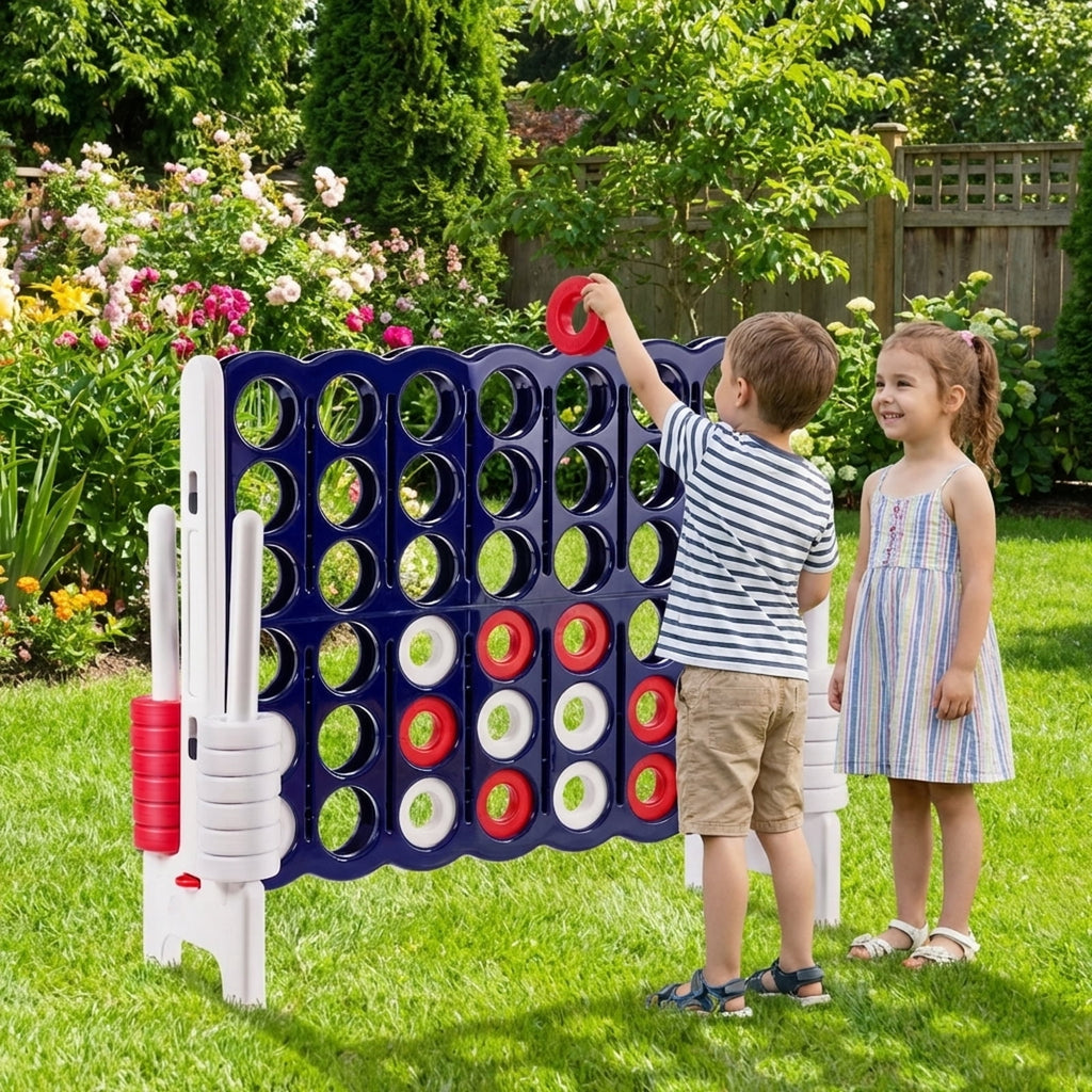 Redsmile Jumbo 4 in a Row 4-to-Score Giant Game Set-White White - Outdoor Backyard Lawn Party Game for Kids Adults