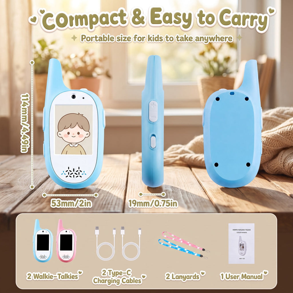 Redsmile Kids Video Walkie-Talkies, 2-Pack with Screen and Voice Effects, Pink and Blue