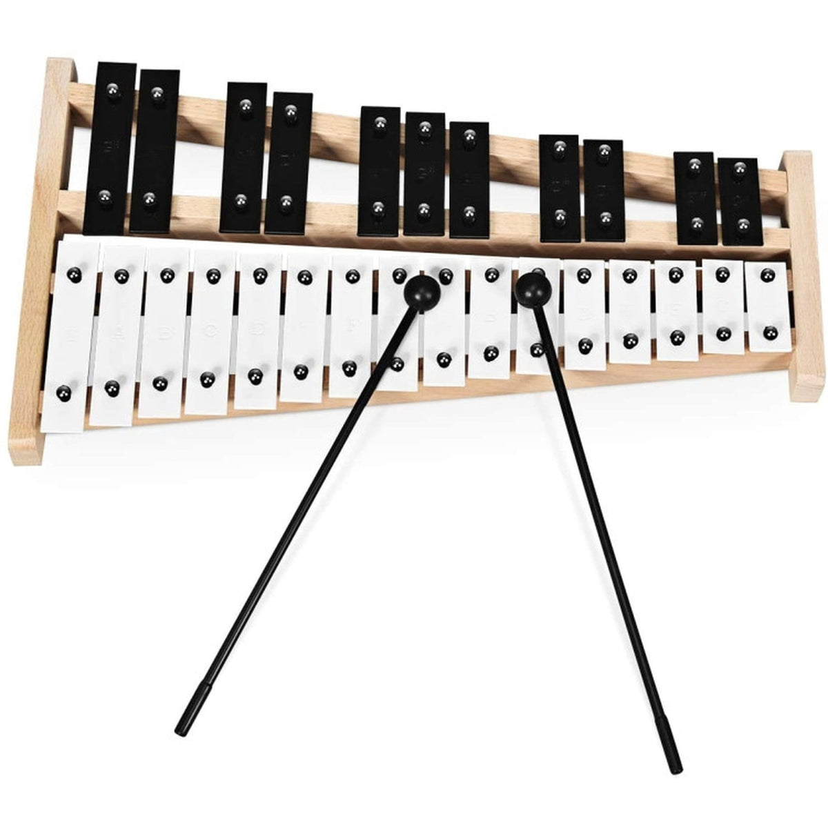 Redsmile 27 Note Glockenspiel Xylophone with 2 Rubber Mallets and Carrying Bag Wide Scale Musical Instrument for Kids and Beginners, Black and White