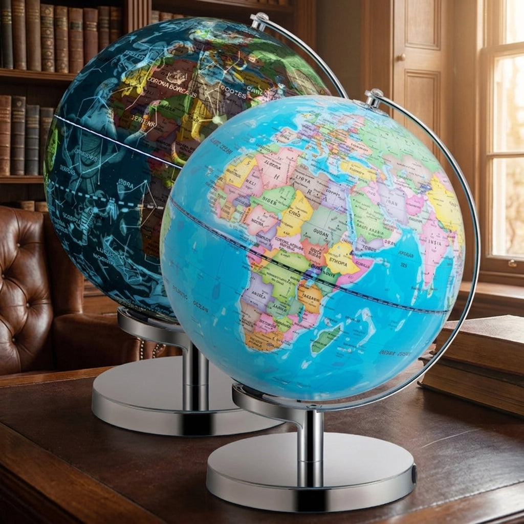 Redsmile 3-in-1 Illuminated World Globe for Kids, 9 Inch Educational Globe with Stand, 88 Constellations, Night Light and 190+ Countries, Learning Gift for Boys and Girls, Christmas Gift, Blue