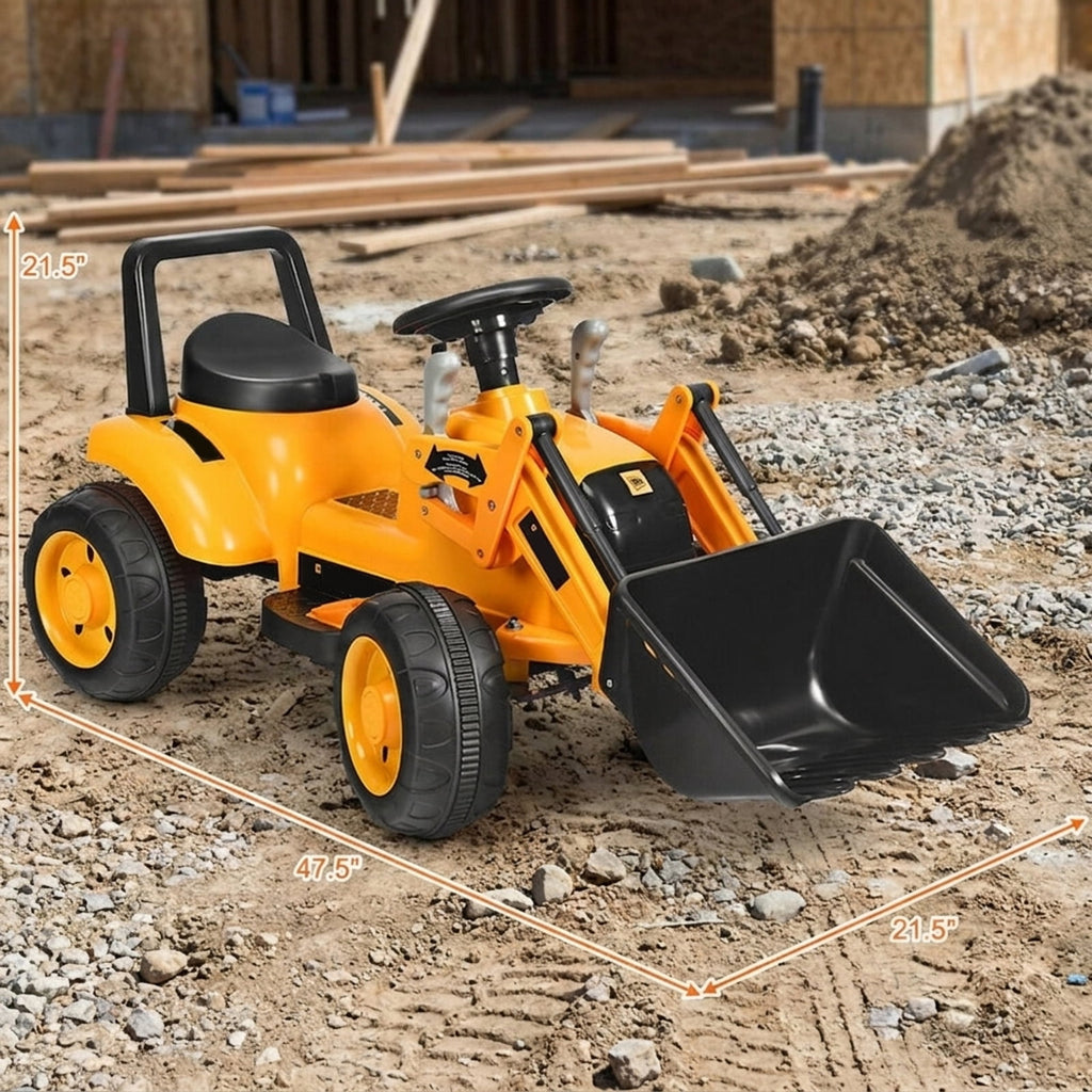 Redsmile 6V Kids Ride On Excavator Digger with Working Bucket, Lifting Arms, Horn, Battery Powered Tractor Construction Toy with Wide Seat, Yellow Black