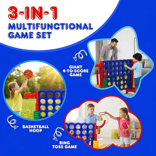Redsmile 2.5ft 4-to-Score Giant Game Set Red - Portable Outdoor Indoor Game for Birthday Party BBQ Camping Family Fun