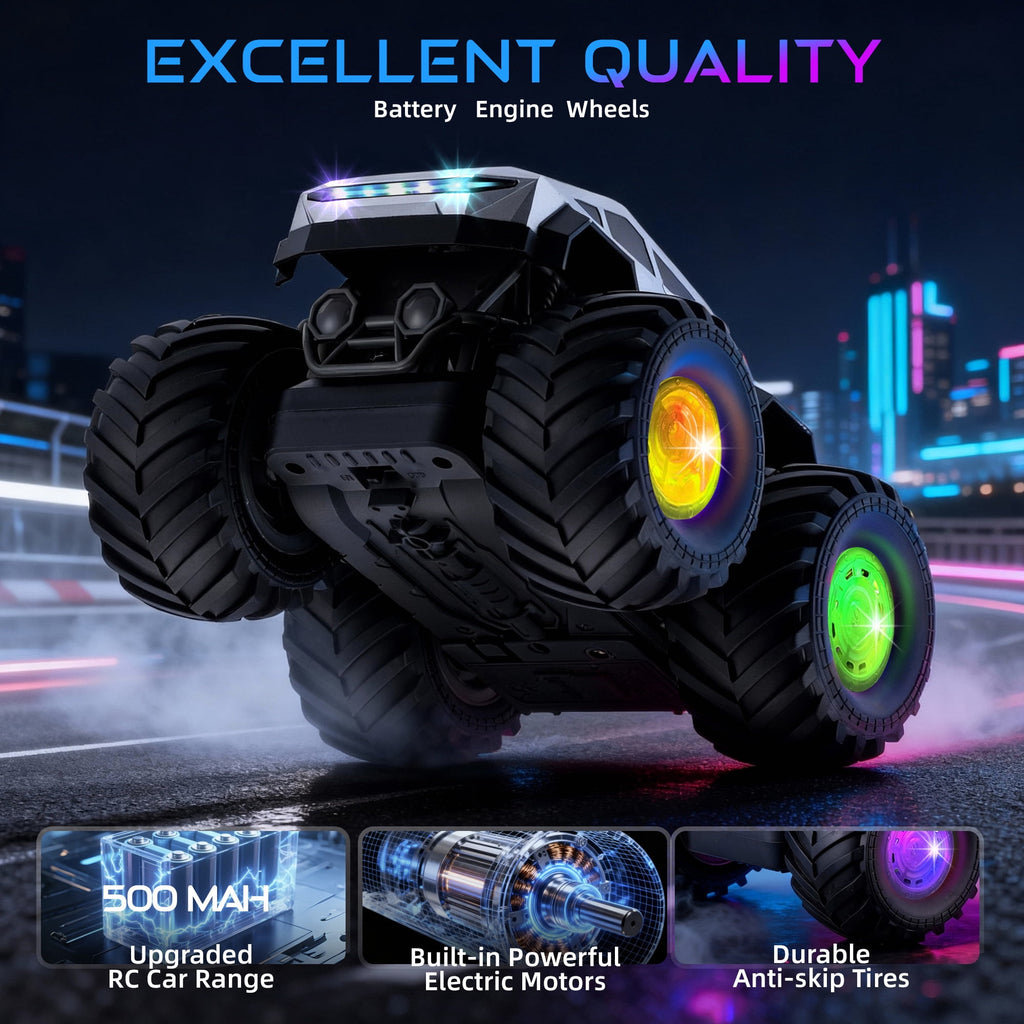 Redsmile Remote Control Car,2.4GHz Amphibious RC Cars,1:18 Waterproof Cyber Truck with LED Lights,360¡ã Rotatable Monster Truck Toys