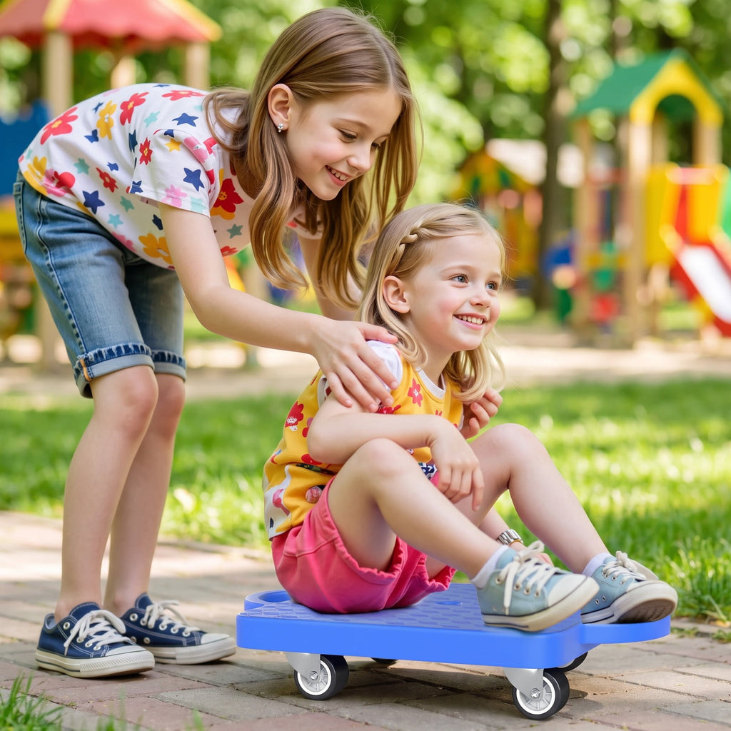 Redsmile 4-Pack Sitting Scooter Boards with Handles and Swivel Wheels, Indoor Active Play Set in Red, Yellow, Blue and Green