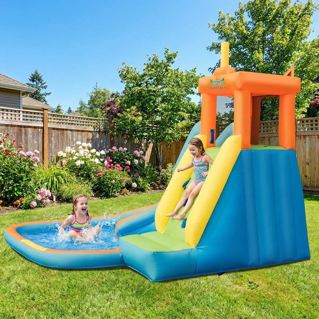 Redsmile Inflatable Water Slide Kids Bounce House with 740W Blower - Multicolor - Kids Birthday Party