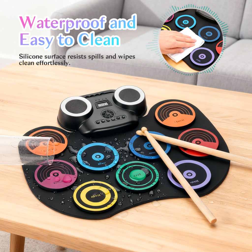 Redsmile Electronic Drum Set Kit with 9 Pads and Bluetooth Dual Speakers for Kids and Adults,Portable Practice Kit for Beginners