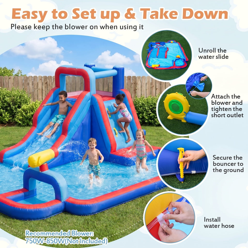 Redsmile Inflatable Water Slide Park for Kids Backyard Outdoor Fun, Multicolor