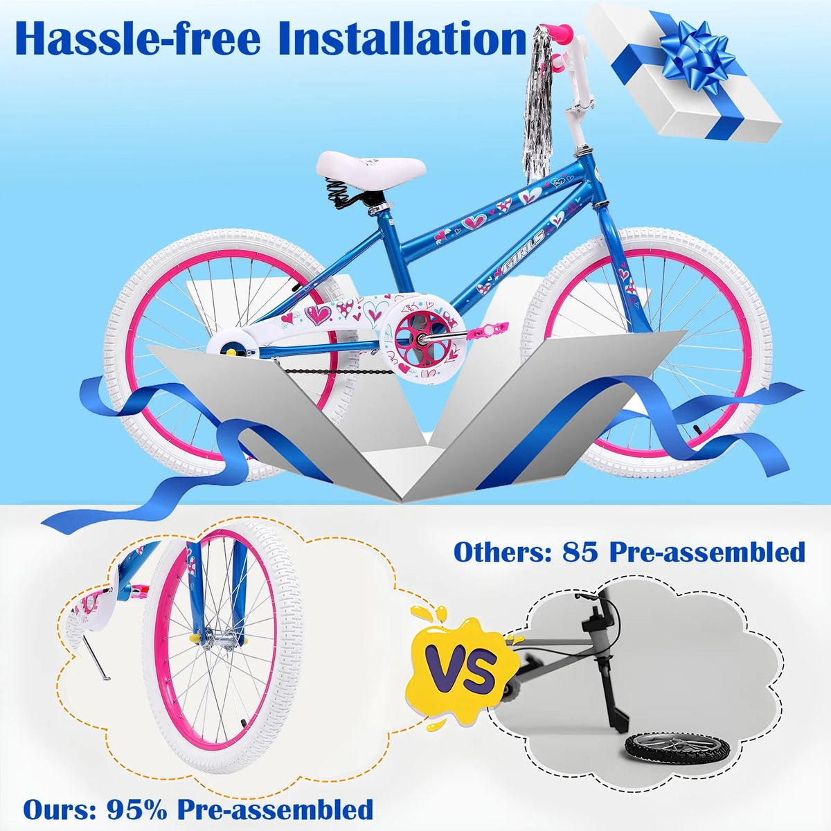 Redsmile 20 in. Kids Bike, Bicycle for Girls and Boys Ages 6-12 Years, Blue