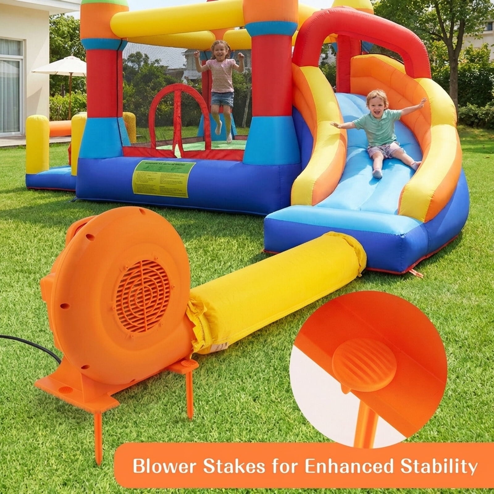 Redsmile 550W Air Blower (0.7HP) for Inflatables with 25 feet Wire and GFCI Plug - Powerful Inflation Fan for Bounce House Castle Water Slide