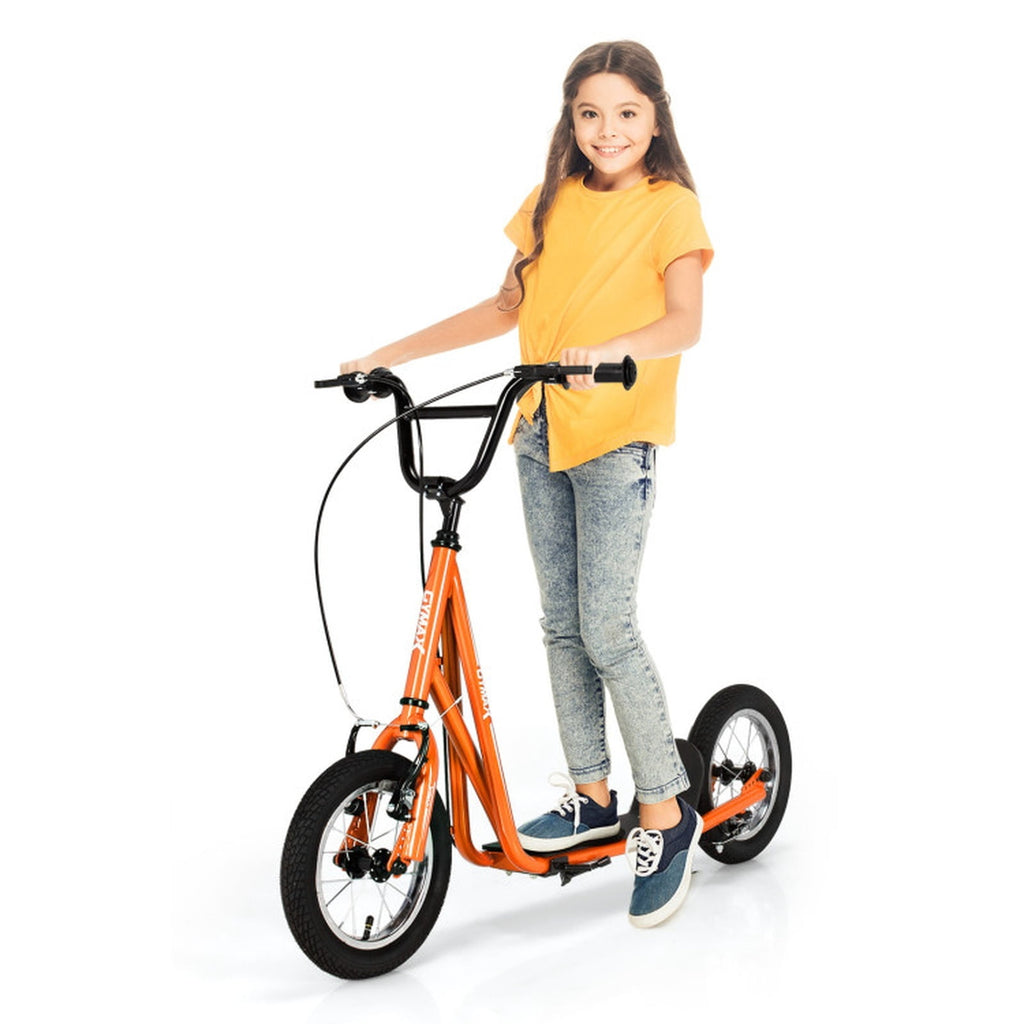 Redsmile Kids Scooter with 12 Inch Air Wheel, Height Adjustable Kick Scooter Holds 165 lb for Big Kids and Teens, Orange