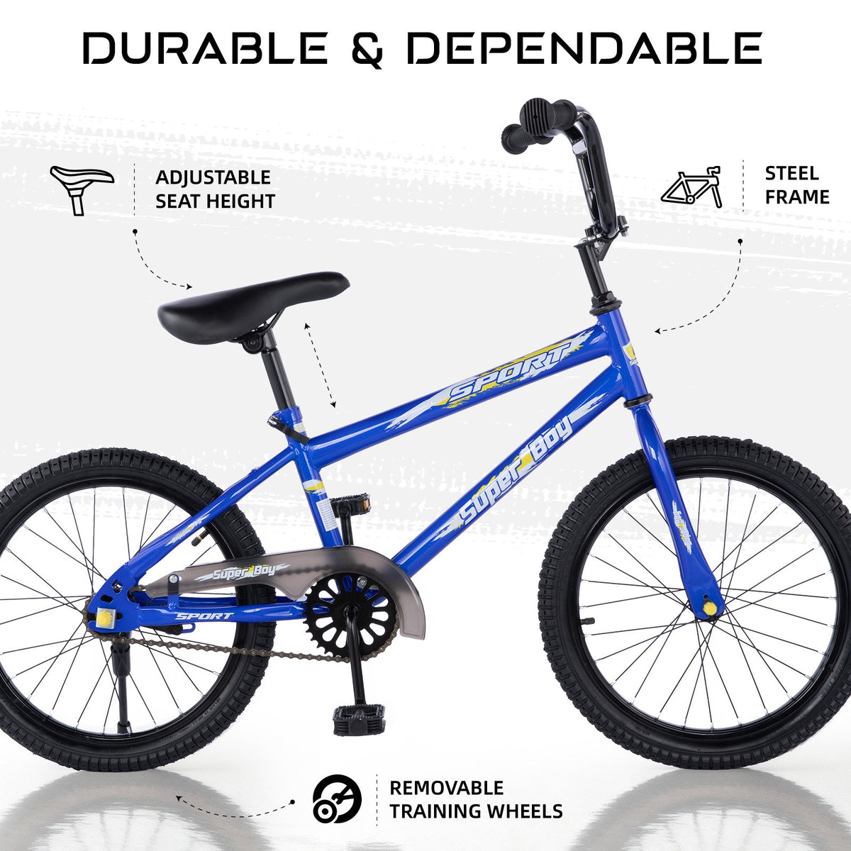 Redsmile 20 Inch Kids Bike, BMX-Style Boys and Girls Bicycle, Ages 6-12, Blue