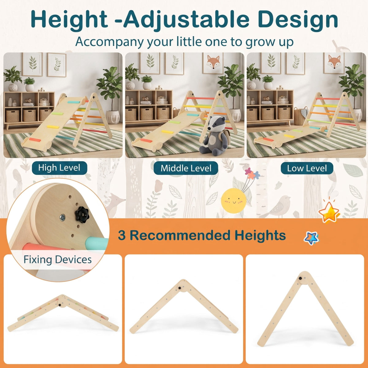 Redsmile 7-in-1 Indoor Climbing Toys for Toddlers with Reversible Ramp for Kids 3-14 Years Old, Multicolor