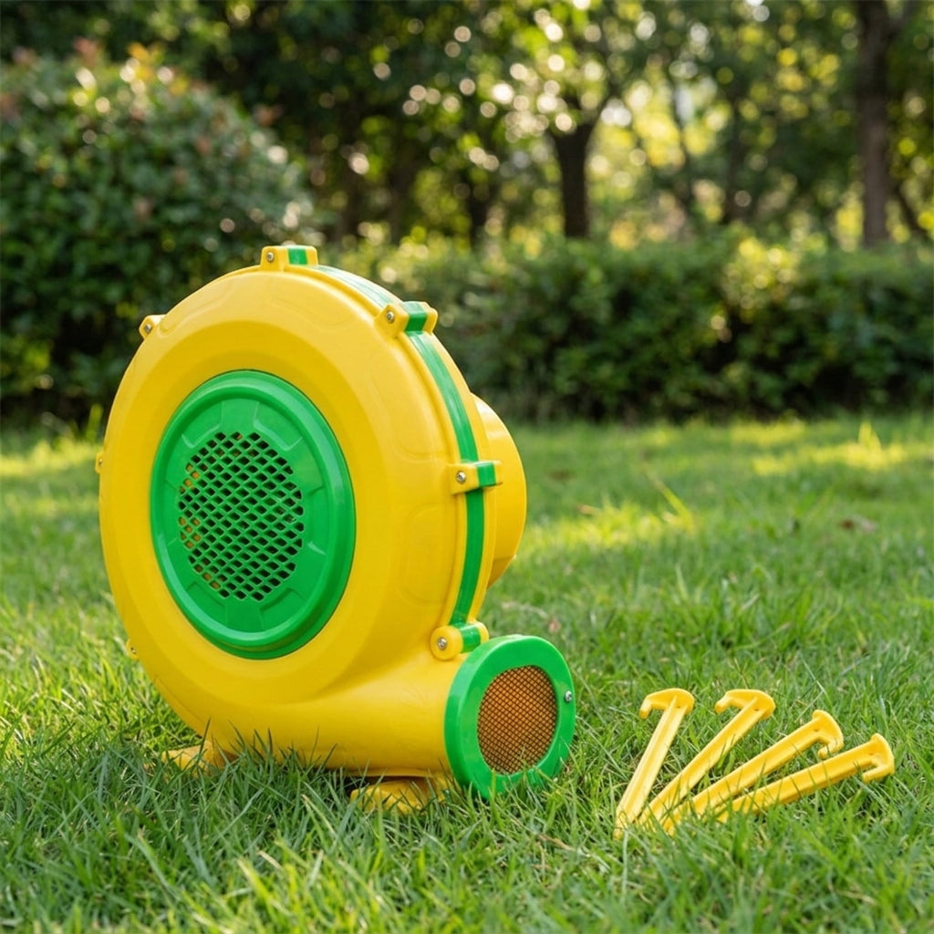 Redsmile 950W Air Blower Pump Fan with Handle and Ground Stakes, High-Performance Inflatable Blower for Bounce House and Holiday Inflatables, Portable Air Pump, Yellow