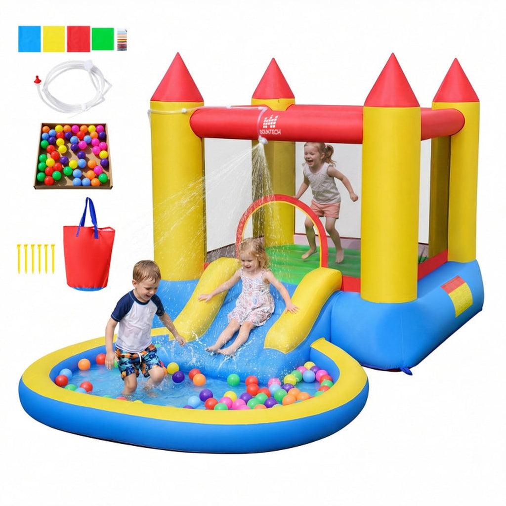 Redsmile Kids Inflatable Bounce House Castle with Balls Pool and Bag, Multicolor