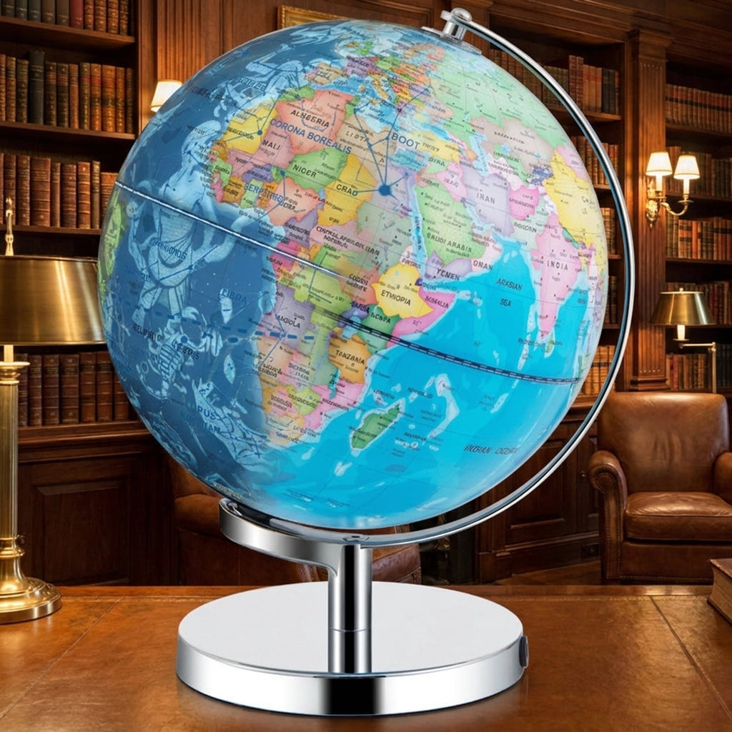 Redsmile 3-in-1 Illuminated World Globe for Kids, 9 Inch Educational Globe with Stand, 88 Constellations, Night Light and 190+ Countries, Learning Gift for Boys and Girls, Christmas Gift, Blue