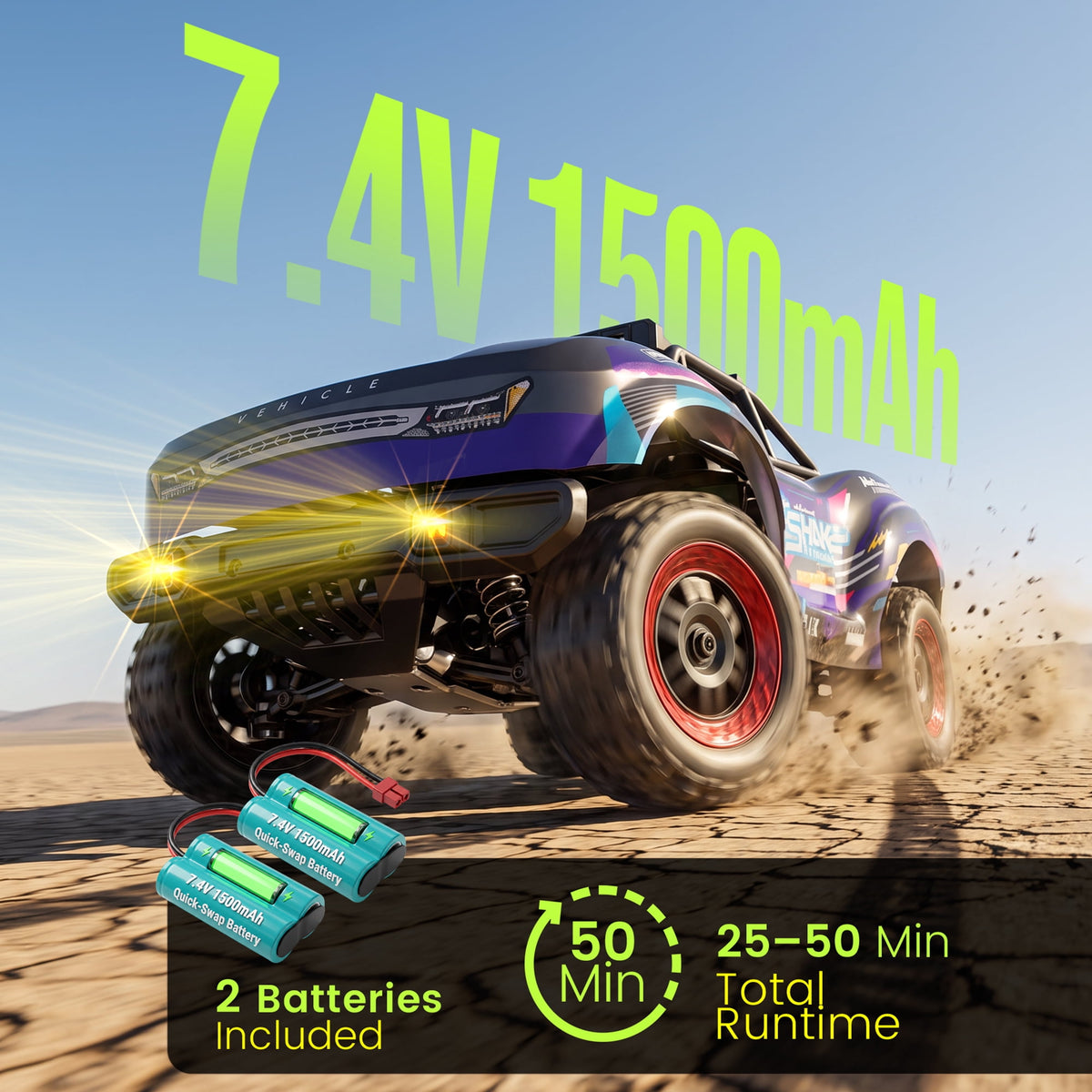 Redsmile 1:18 Fast RC Cars,30 MPH High Speed 4WD Off-Road Remote Control Car with 2 Batteries,2.4 GHz All Terrain RC Truck with LED Lights,Gift for Adults Teens