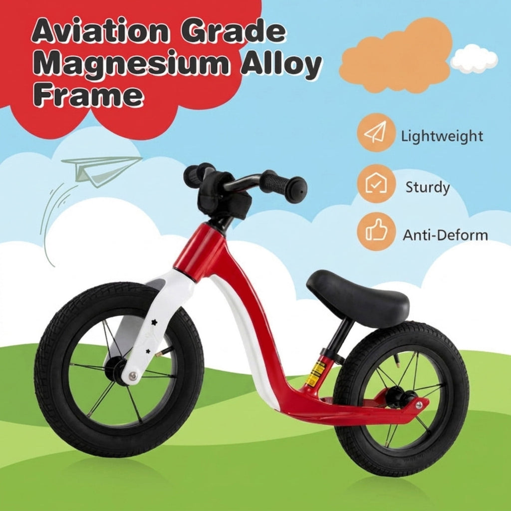 Redsmile 12 Inch Balance Bike for Toddlers, No Pedal Bike with Adjustable Seat and Handlebar, Lightweight Alloy Training Bike, Red