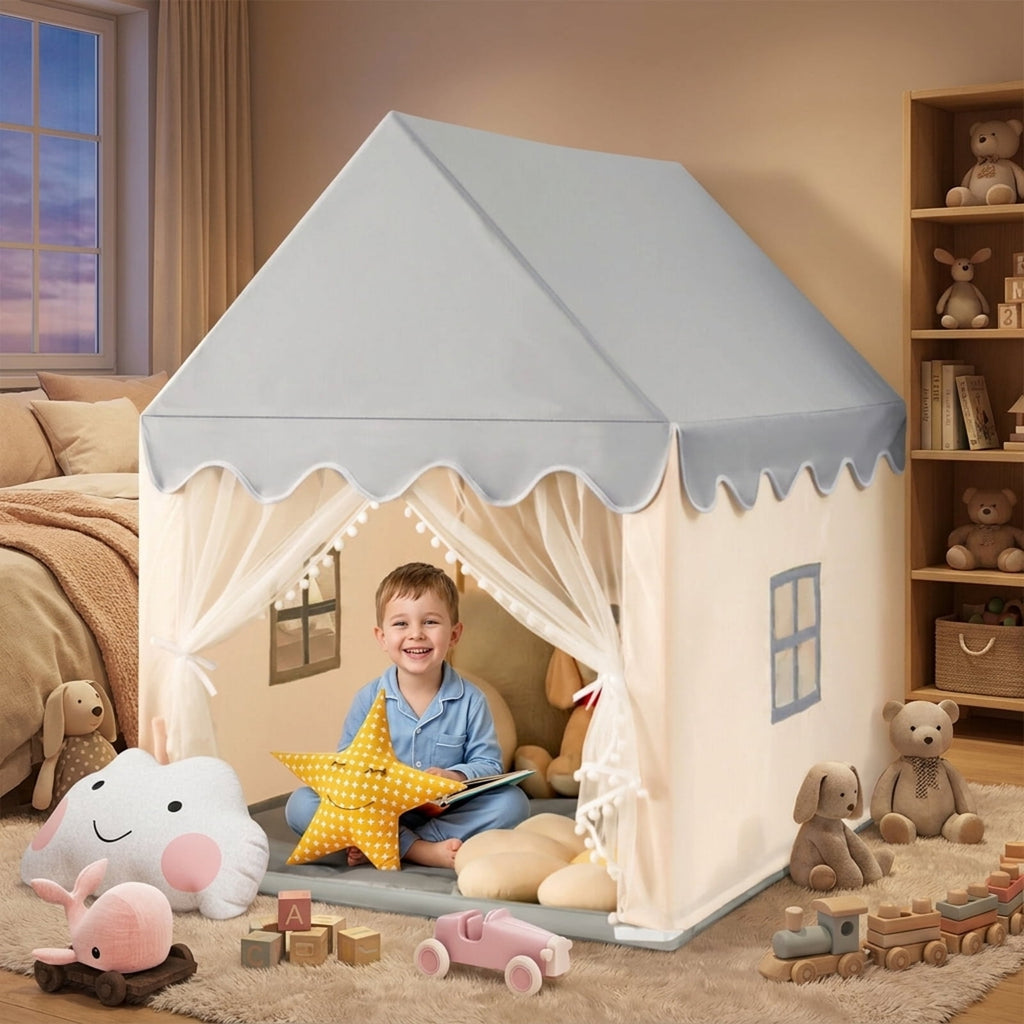Redsmile Kids Large Play Castle Fairy Tent with Mat, Beige
