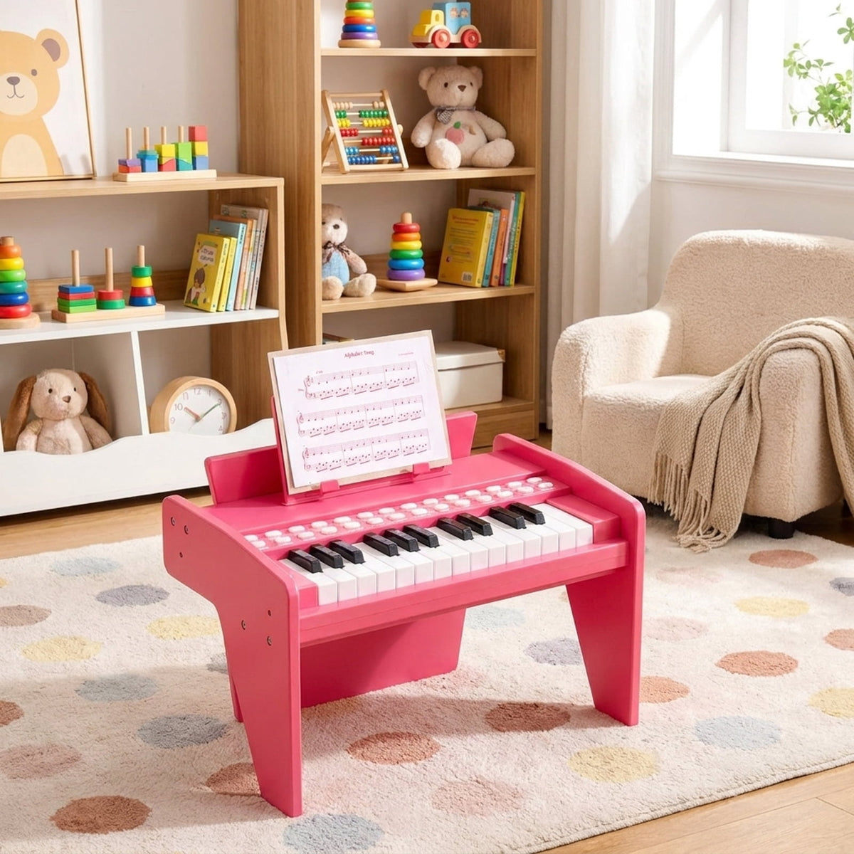 Redsmile 25 Key Kids Piano Keyboard with Record Playback and Adjustable Speed for Beginners Ages 3 and Up, Pink