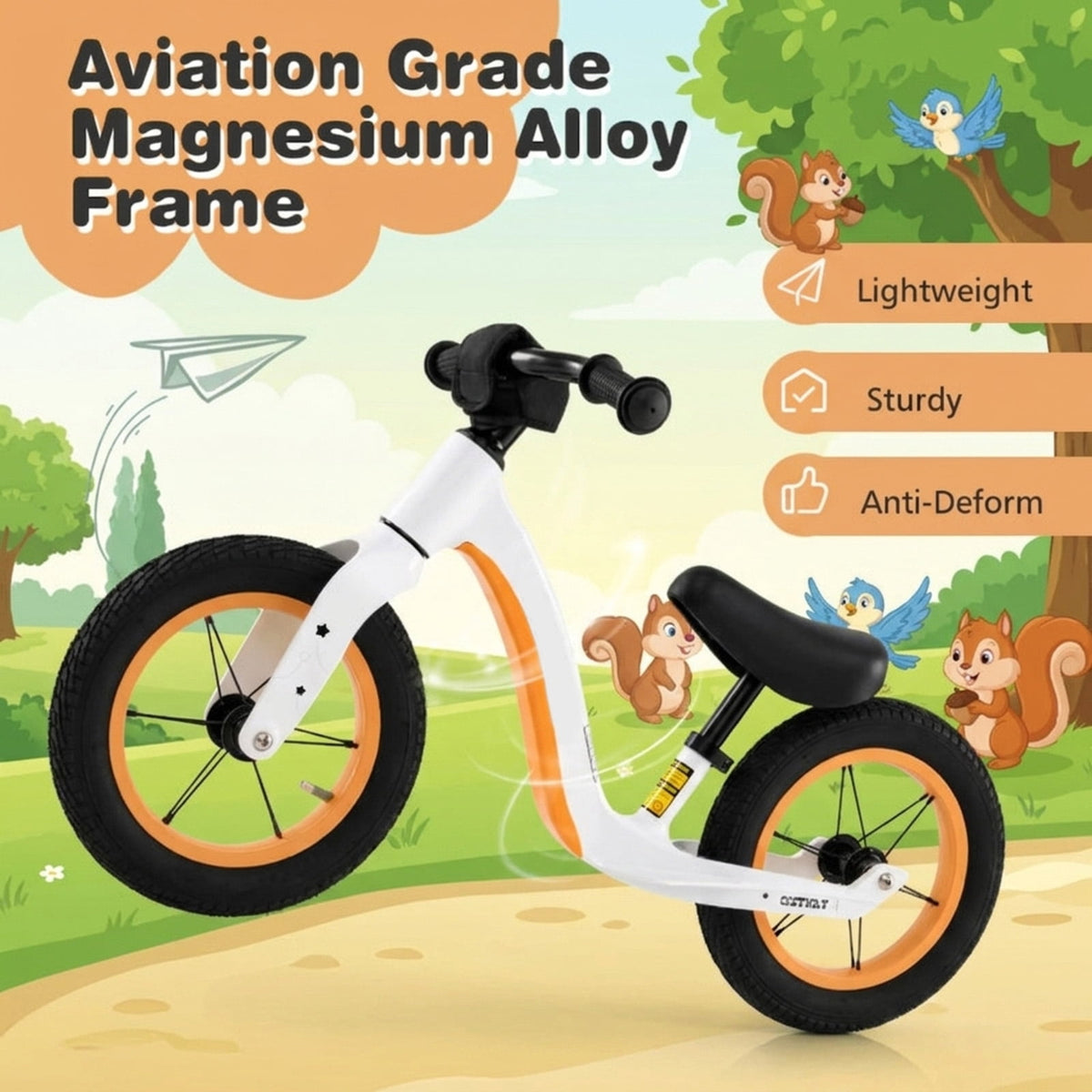 Redsmile 12 Inch Balance Bike for Toddlers, No Pedal Bike with Adjustable Seat and Handlebar, Lightweight Alloy Training Bike, White