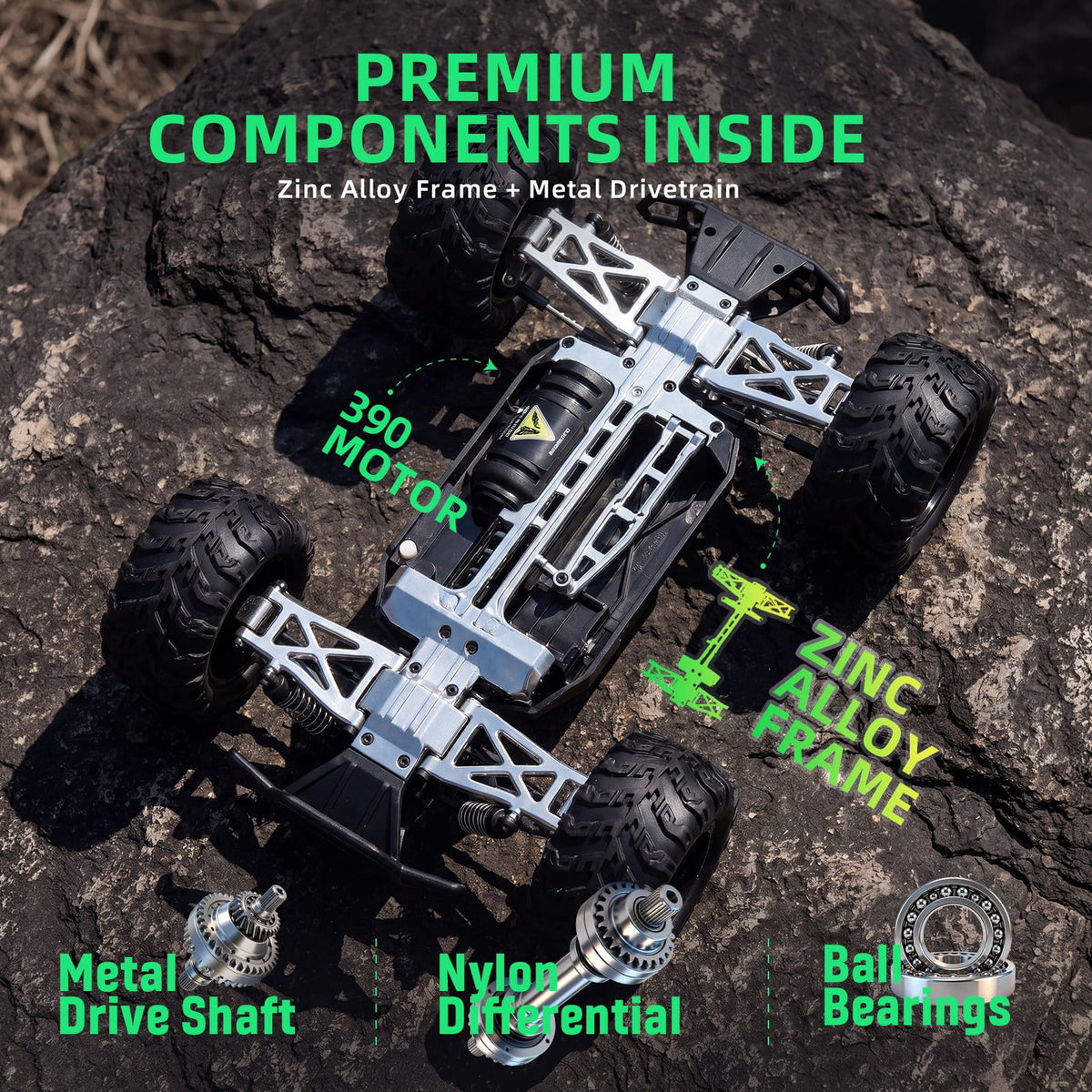 Redsmile Remote Control Car 1:16 Scale 4WD Off-Road RC Truck with 22 MPH Speed, All-Terrain Monster Truck with LED Headlights and Rechargeable Battery, Ready to Run Toy Gift for Boys and Kids