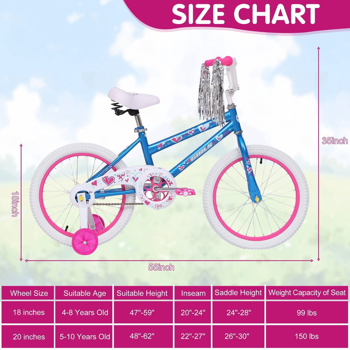 Redsmile 18 in. Kids Bike with Training Wheels, Bicycle for Girls and Boys Ages 3-8 Years, Blue