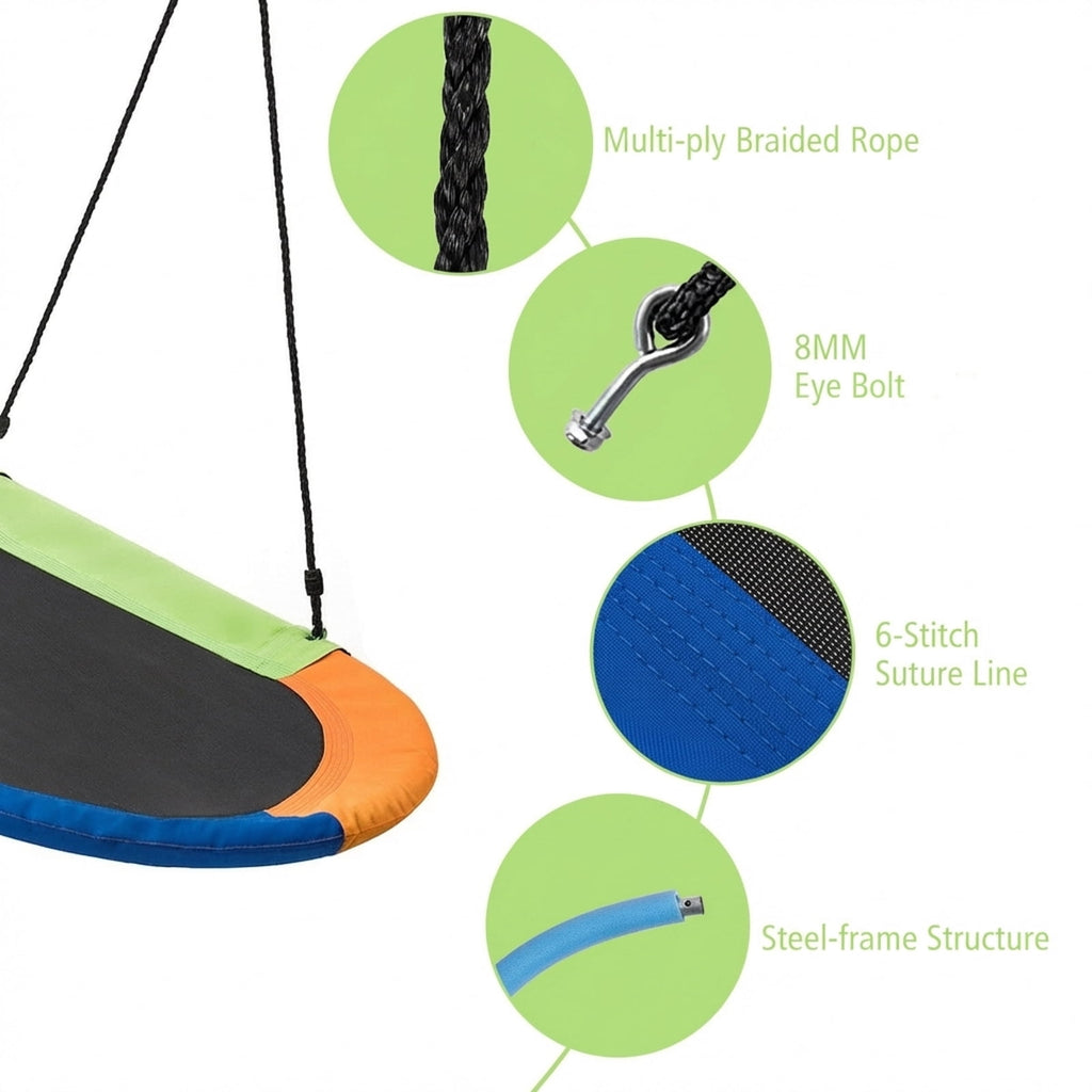 Redsmile 60 Inch Saucer Surf Outdoor Adjustable Swing Set-Colorful Multicolor - Outdoor Backyard Tree Swing for Kids and Adults