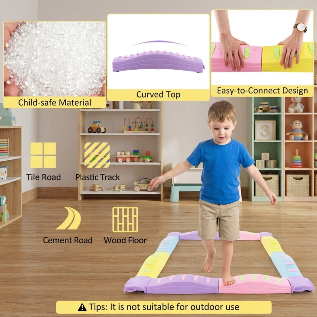 Redsmile Kids Balance Beam, Wavy Balance Beam Set with Textured Non-Slip Surface, Configurable Toddler Balance Toy, Pink and Purple