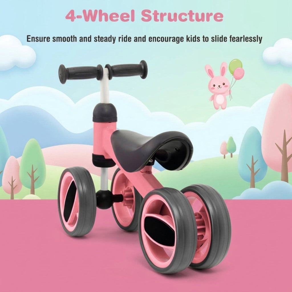 Redsmile Baby Balance Bike for 1-2 Year Olds, 4 Wheel No Pedal Toddler Training Bike, Lightweight First Balance Bike, Pink