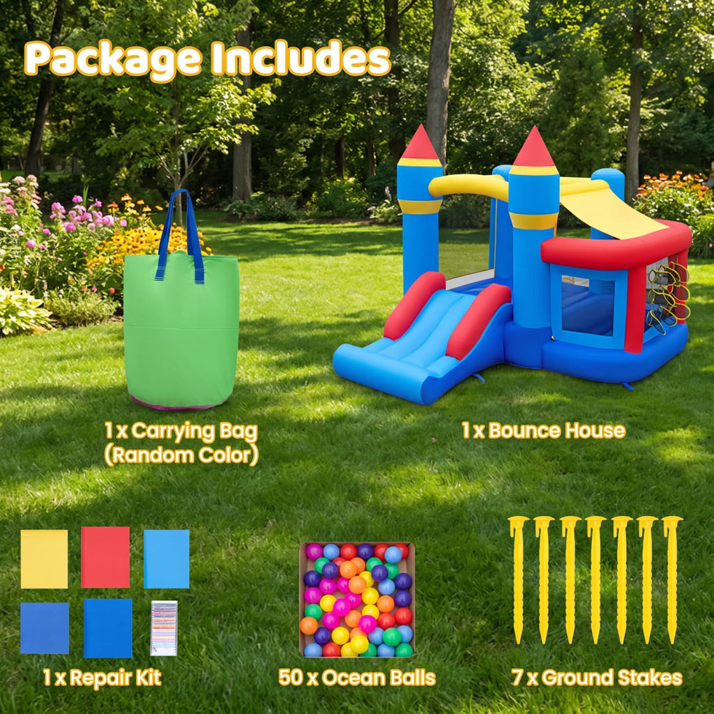 Redsmile Inflatable Bounce House with Slide Ball Pit and Pitching Game for Birthday Party Carnival for Kids Backyard Playground Summer Fun