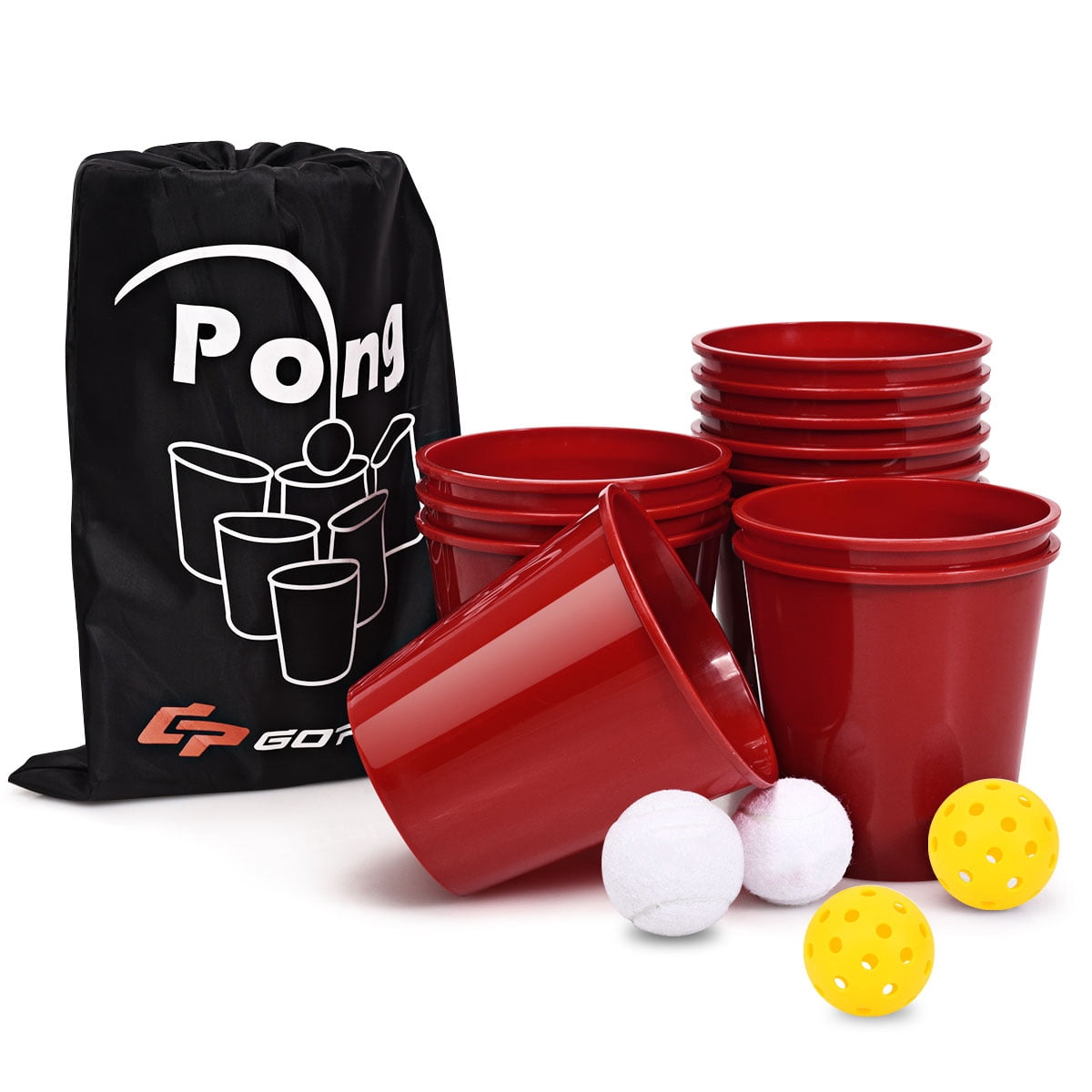 Redsmile Yard Pong Giant Pong Game Set with Carry Bag - Red - Outdoor Party Game - Backyard Entertainment