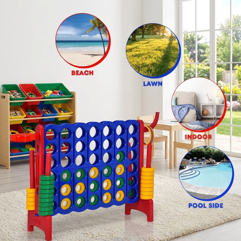 Redsmile 2.5ft 4-to-Score Giant Game Set Red - Portable Outdoor Indoor Game for Birthday Party BBQ Camping Family Fun